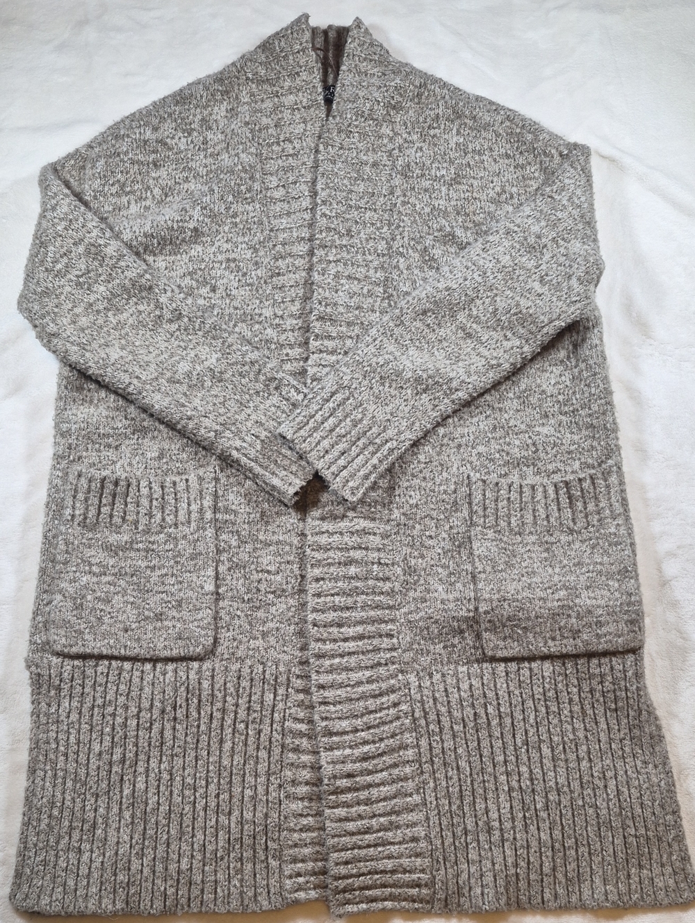 Neutral Gray Open-Front Women's Cardigan Sweater